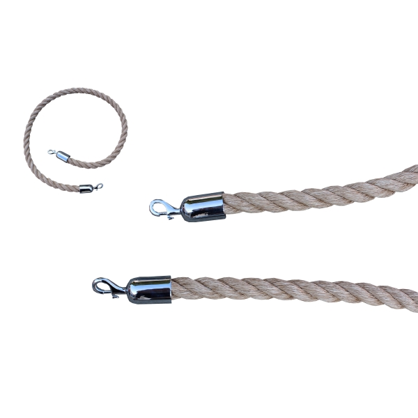 Gedrehtes Seil Typ Twisted, 2× Endstück SnapEnds – naturbeige, 2 m