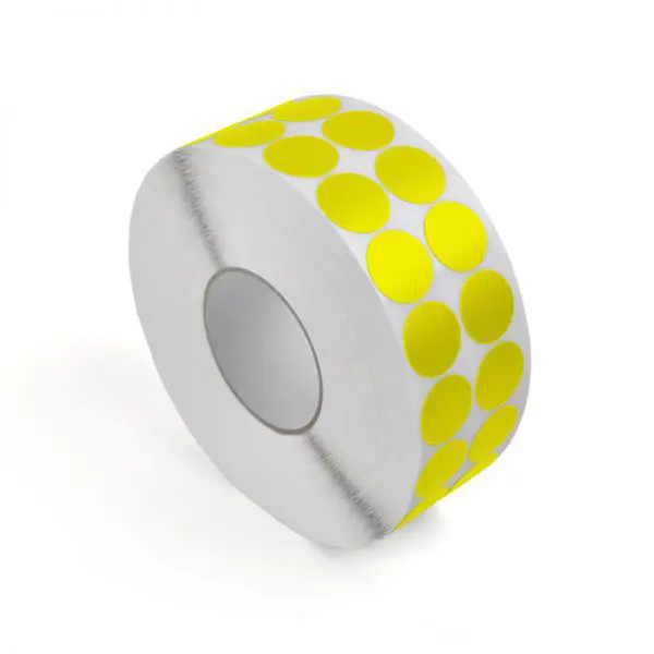 Glatte Textilpunkte Standard WT-5561 – PE-beschichtetes Textilgewebe, gelb, D. 30 mm, 4000 Punkte