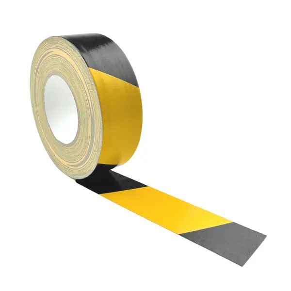 Glattes Textilband WT-5561 – PE-beschichtetes Textilgewebe, gelb-schwarz, Richtung rechts, 50 mm × 50 m