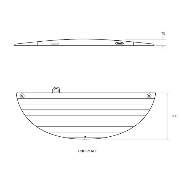 Grabenabdeckung 15/5 bis zur Breite 700 mm, Endstück – SMC, Tragfähigkeit 44t, 1500×500 mm
