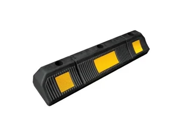 Gummiparkpuffer für PKWs mit reflektierenden Streifen – 590×120×90 mm, schwarz-gelb