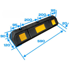 Gummiparkpuffer für PKWs mit reflektierenden Streifen – 590×120×90 mm, schwarz-gelb