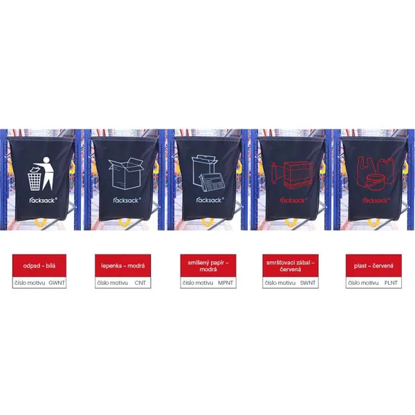 Hängesäcke für Abfallsortierung, RackSack 160 l – blau, 1000×920 mm, 10er-Pack