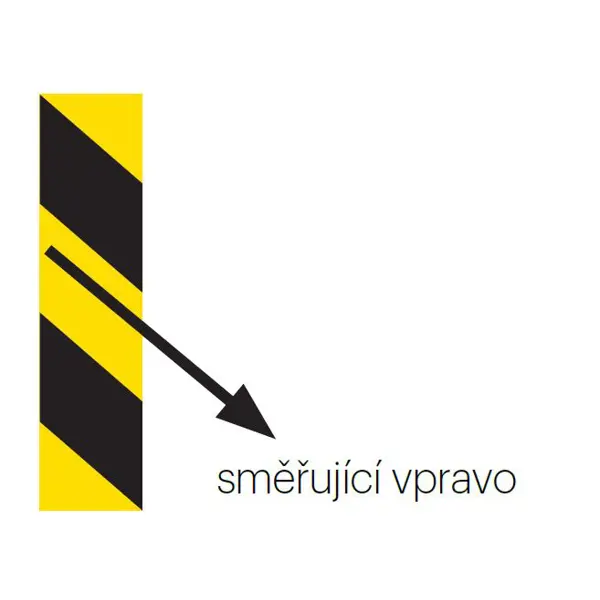 Hochreflektierende Warnmarkierung WT-5219 – 100 mm × 5 m, gelb-schwarz, Richtung rechts