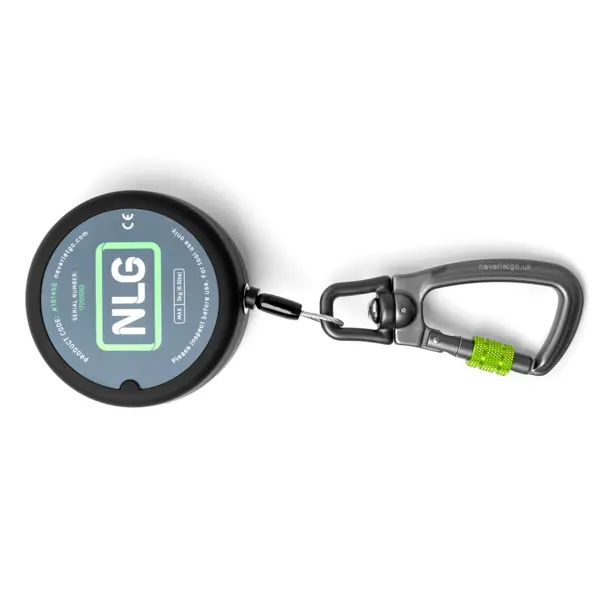 Jojo Karabiner NLG Lanyard mit Stahlseil und Tragfähigkeit 3 kg  – Metall, schwarz