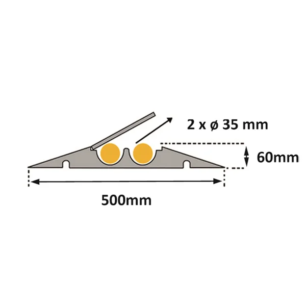 Kabelbrücke, 10 t, Eckstück – 400×500×65 mm, schwarz