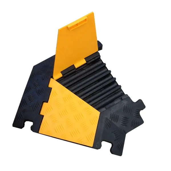 Kabelbrücke, 20 t, Eckstück 30° – 170×500×45 mm, gelb-schwarz