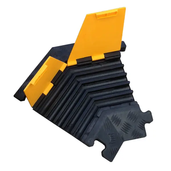 Kabelbrücke, 20 t, Eckstück 30° – 170×500×45 mm, gelb-schwarz