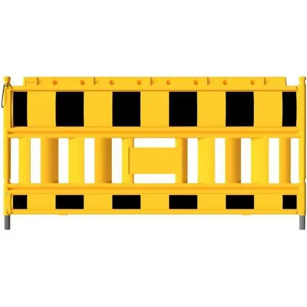 Kunststoff-Sicherheitsabsperrung EURO2 Industry ohne Lichtadapter – retroreflektierende Folie RA1, schwarz-gelb, 2,1×1 m