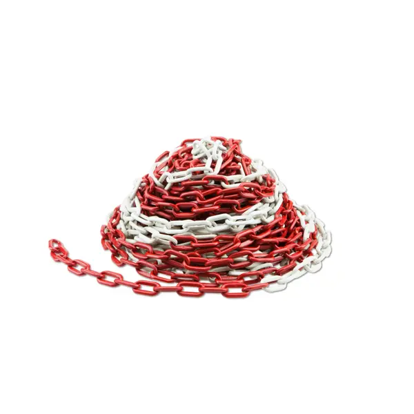 Kunststoffkette – rot-weiß, 25 m × 6 mm