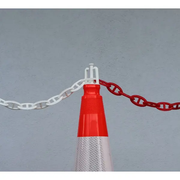 Leitkegelaufsatz RotaCap Universal, drehbar für Kunststoffkette und Absperrband – weiß, 10er-Pack