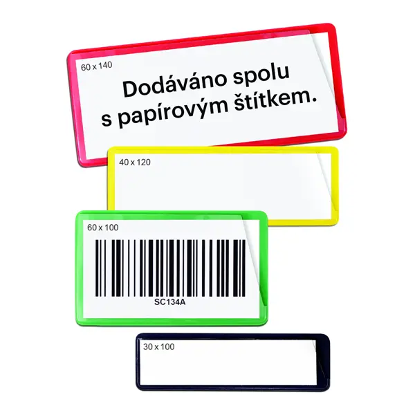 Magnetische Etikettentaschen – gelb, 60×140 mm, 100er-Pack