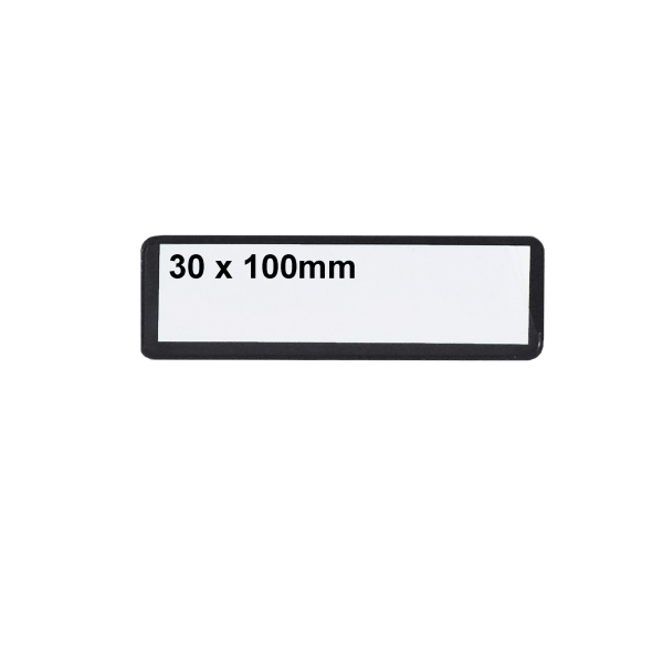 Magnetische Etikettentaschen – schwarz, 30×100 mm, 100er-Pack