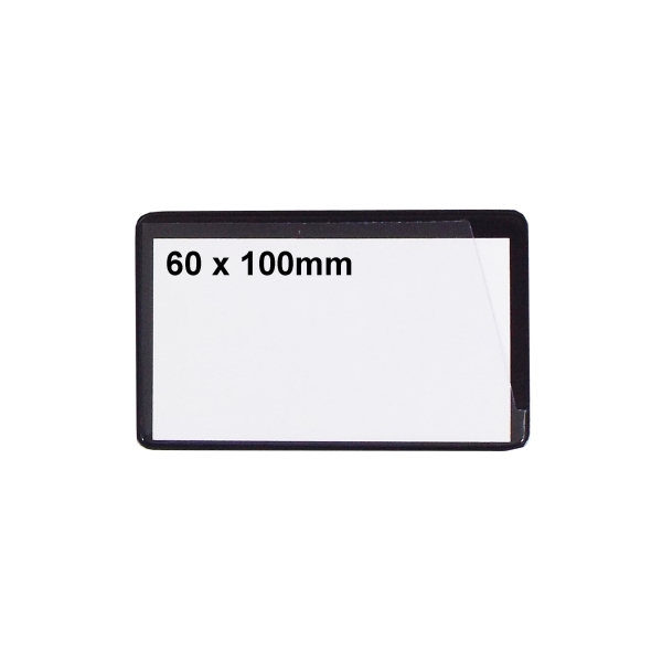 Magnetische Etikettentaschen – schwarz, 60×100 mm, 100er-Pack