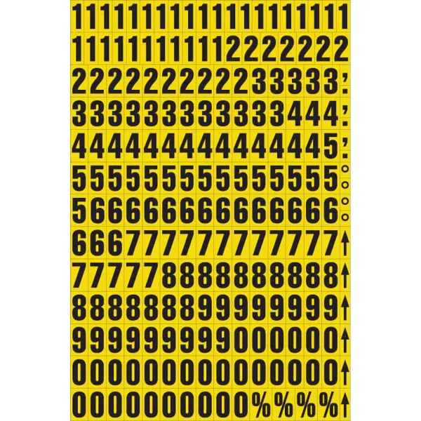 Magnetische Zahlen – Mix, Zeichen 0-9, Höhe 23 mm, gelber Hintergrund