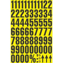 Magnetische Zahlen – Mix, Zeichen 0-9, Höhe 43 mm, gelber Hintergrund