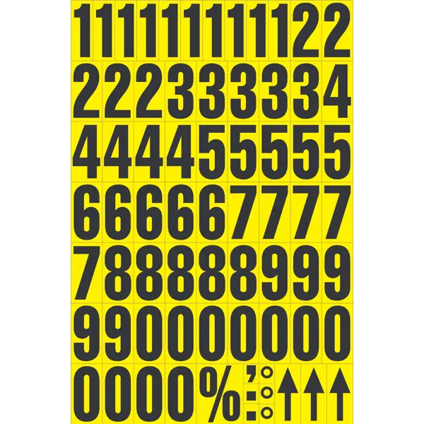 Magnetische Zahlen – Mix, Zeichen 0-9, Höhe 43 mm, gelber Hintergrund