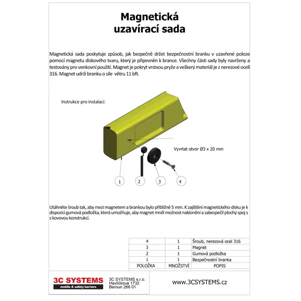 Magnetisches Schließset für selbstschließendes Sicherheitstor SafeGate