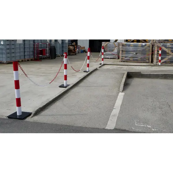 Metallpfosten Premium 70 – H.90 cm, rot-weiß