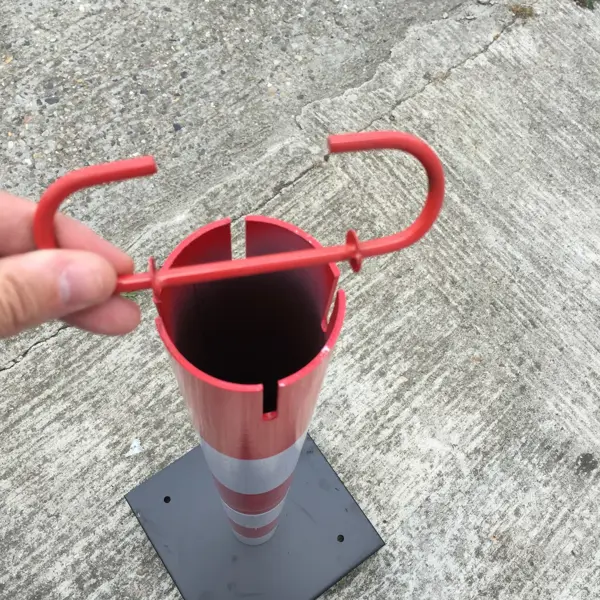 Metallpfosten Premium 70 – H.90 cm, rot-weiß