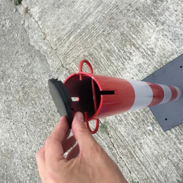 Metallpfosten Premium 70 – H.90 cm, rot-weiß