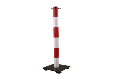 Metallpfosten Premium 70 – H.90 cm, rot-weiß