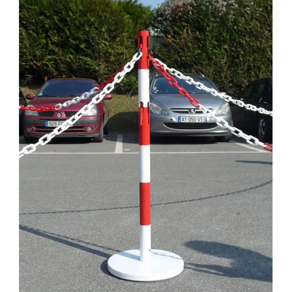 Metallpfosten Standard – H.1000 mm, rot-weiß