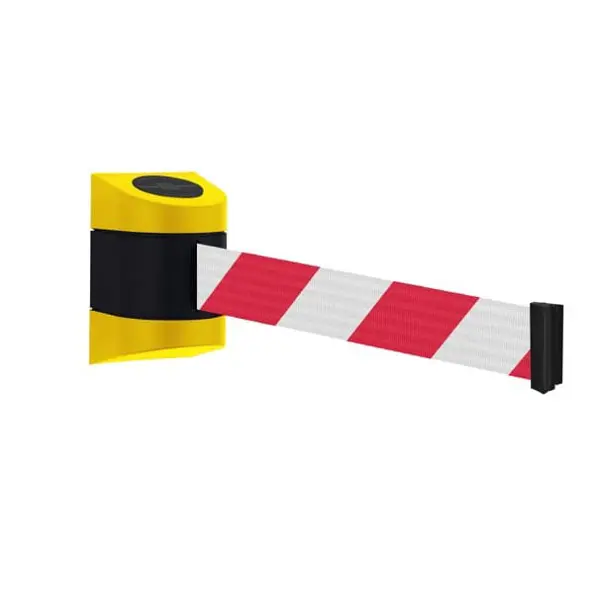 MIDI Wandkassette, gelb-schwarz – 4,6 m Band, rot-weiße Schraffur