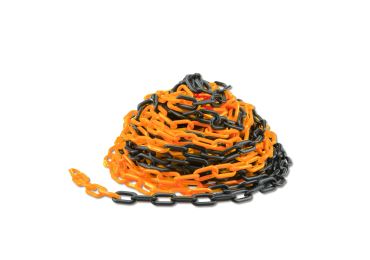 Mobile Dachabsperrung – Kunststoffkette–orange-schwarz, 25m