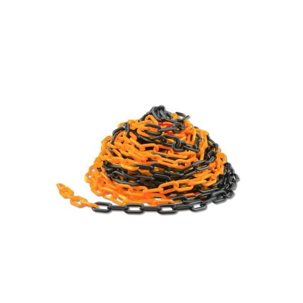 Mobile Dachabsperrung – Kunststoffkette–orange-schwarz, 25m