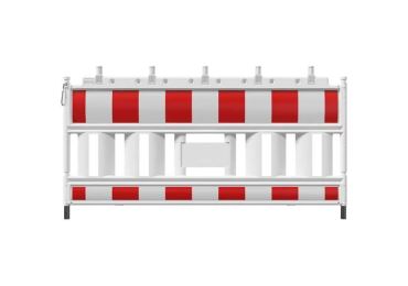 Mobile Kunststoff-Straßensperre EURO2 – retroreflektierende Folie, rot-weiß
