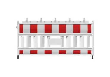 Mobile Kunststoff-Straßensperre EURO2 – retroreflektierende Folie, rot-weiß