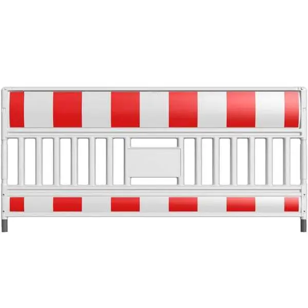 Mobile Kunststoff-Straßensperre EURO3 ohne Lichtadapter – retroreflektierende Folie RA1, rot-weiß, 2,1×1 m