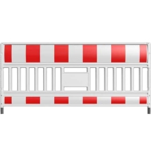 Mobile Kunststoff-Straßensperre EURO3 ohne Lichtadapter – retroreflektierende Folie RA1, rot-weiß, 2,1×1m
