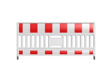 Mobile Kunststoff-Straßensperre EURO3 ohne Lichtadapter – retroreflektierende Folie RA1, rot-weiß, 2,1×1m