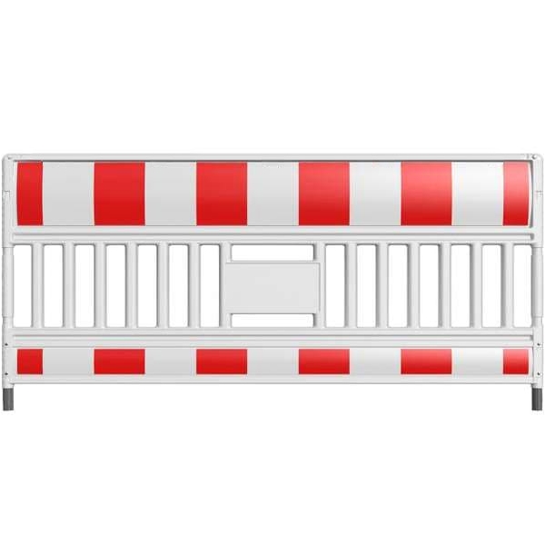 Mobile Kunststoff-Straßensperre EURO3 ohne Lichtadapter – retroreflektierende Folie RA1, rot-weiß, 2,1×1m
