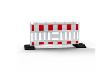 Mobile Straßenabsperrung EURO2 aus Kunststoff ohne Lichtadapter mit Fuß – retroreflektierende Folie RA1, rot-weiß, 2,1 × 1 m