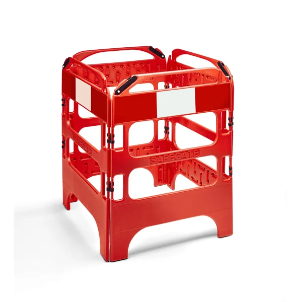 Mobile zusammenlegbare Kunststoff-Schachtabsperrung Safegate, 4 Segmente – rot