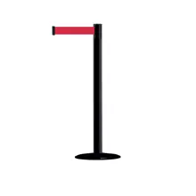 Mobiler Absperrpfosten Advance mit Universalfuß, schwarz – rotes Band 2,3 m