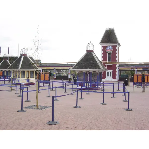 Mobiler Absperrpfosten Heavy Duty, gelb-rot-weißes Band 3,65 m