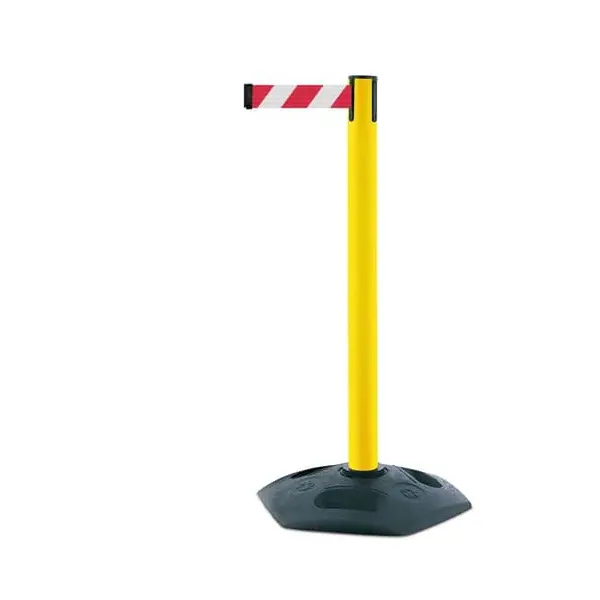 Mobiler Absperrpfosten Heavy Duty, gelb-rot-weißes Band 3,65 m