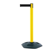 Mobiler Absperrpfosten Heavy Duty, gelb – schwarzes Band 3,65 m