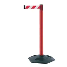 Mobiler Absperrpfosten Heavy Duty, rot – rot-weißes Band 3,65 m