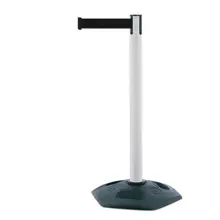 Mobiler Absperrpfosten Heavy Duty, weiß – schwarzes Band 3,65 m