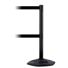 Mobiler Absperrpfosten HeavyDuty Dual Line, schwarz – schwarzes Band 3,65 m