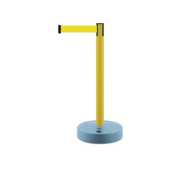 Mobiler Absperrpfosten Outdoor, gelb – gelbes Band 3,65 m