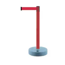 Mobiler Absperrpfosten Outdoor, rot – rotes Band 3,65 m