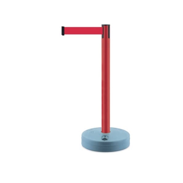 Mobiler Absperrpfosten Outdoor, rot – rotes Band 3,65 m