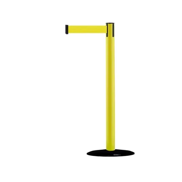 Mobiler Absperrpfosten Popular Basic, gelb – gelbes Band 2,3 m