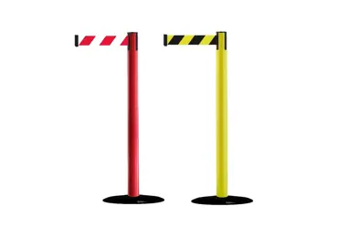Mobiler Absperrpfosten Popular Basic – selbstaufwickelndes Band 2,3 m, Standard gemäß RAL-Farben